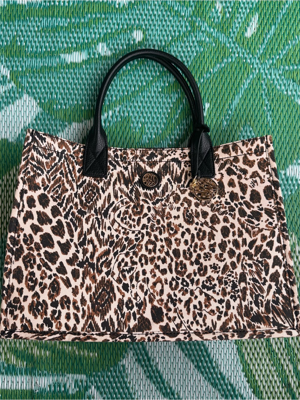 Lilly Pulitzer Leopard Print Tote with Black Handles